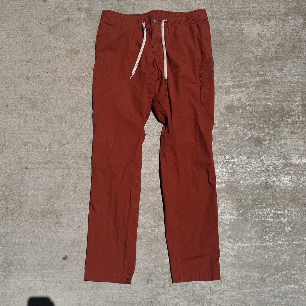 Vuori Mens Ripstop Climber Pant Rust Orange Organic Cotton Size L